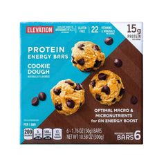 Elevation by Millville cookie dough bar packaging shown for convenient on-the-go snacking.