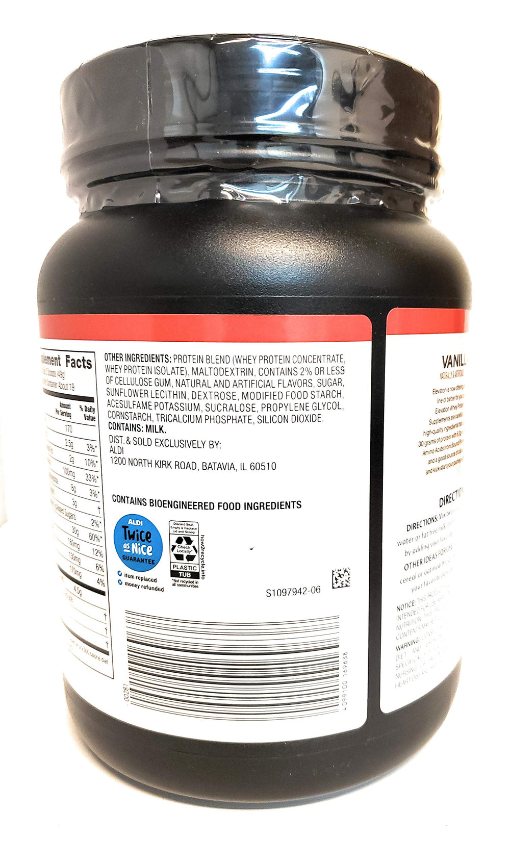 Elevation vanilla protein on oats highlights a quick breakfast protein boost.