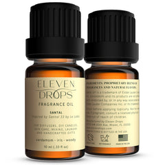 ELEVEN DROPS Santal Aroma bottle in amber glass for long-lasting fragrance.