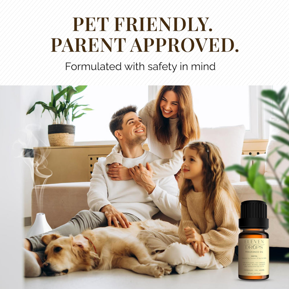 Linen and laundry enhancement with ELEVEN DROPS Santal Aroma for subtle luxury.