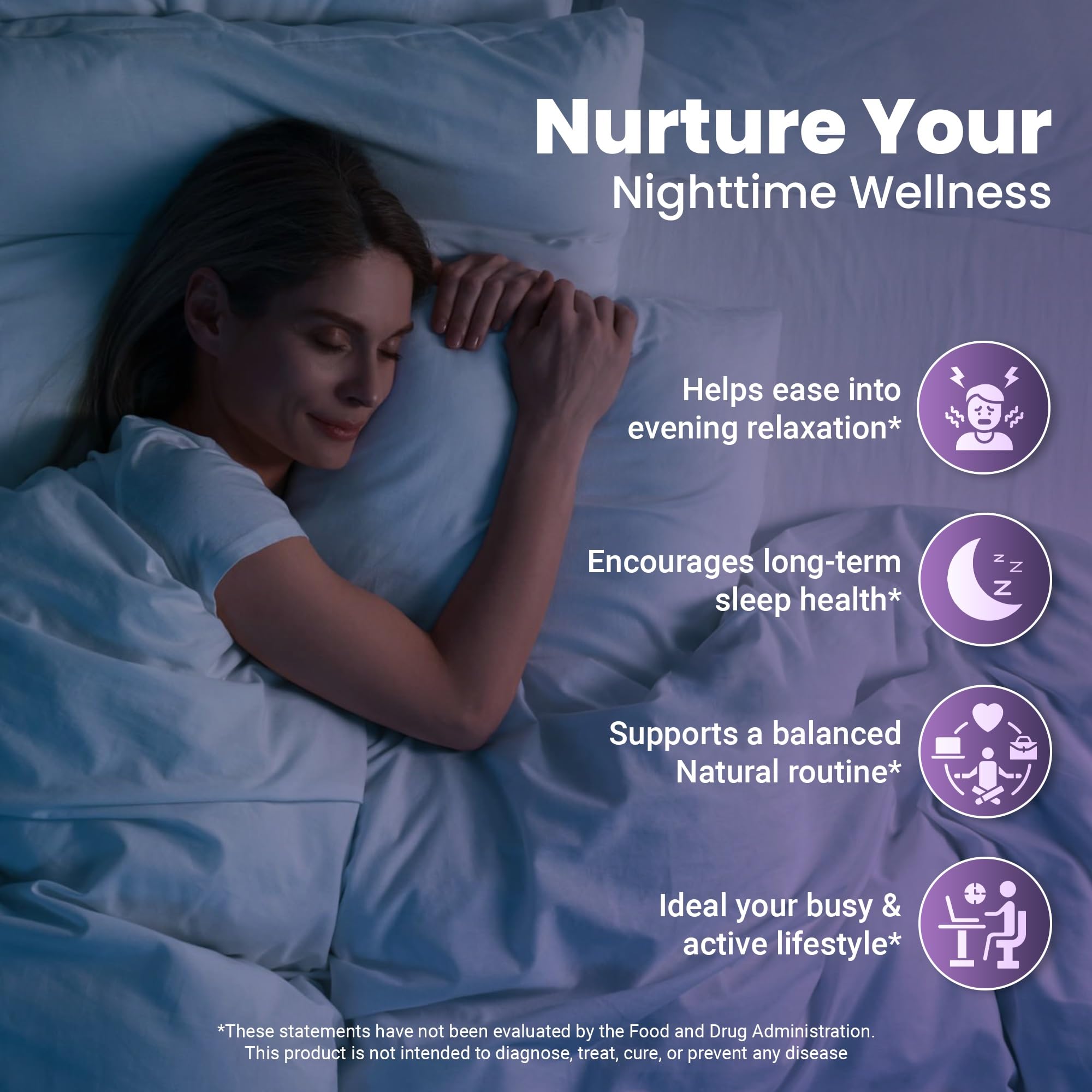 60-capsule bottle of ELEVITA WELLNESS sleep capsules for monthly use.