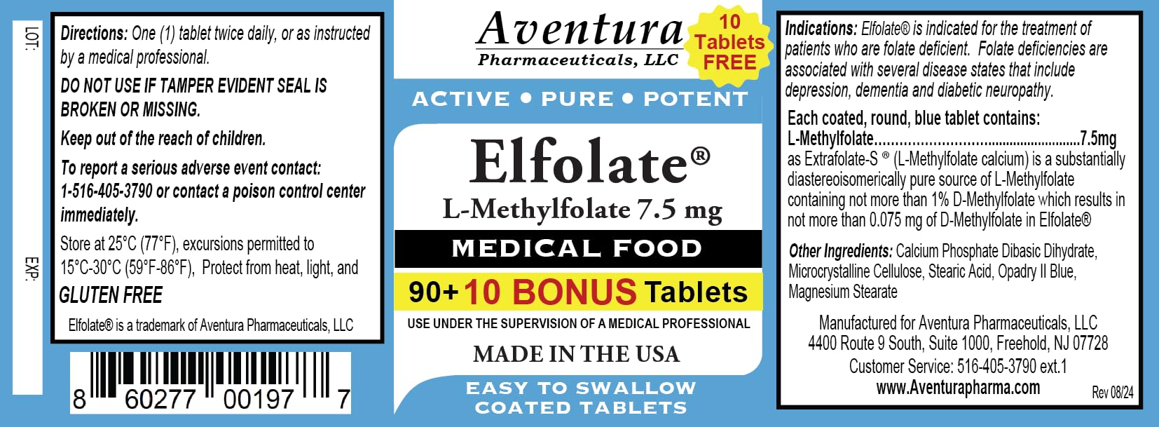 ELFOLATE label close-up shows L-methylfolate, supporting healthy folate levels.