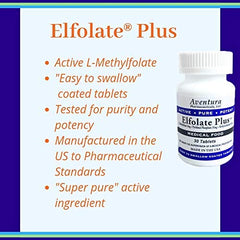 ELFOLATE Plus tablets close-up highlighting coated easy-swallow design.