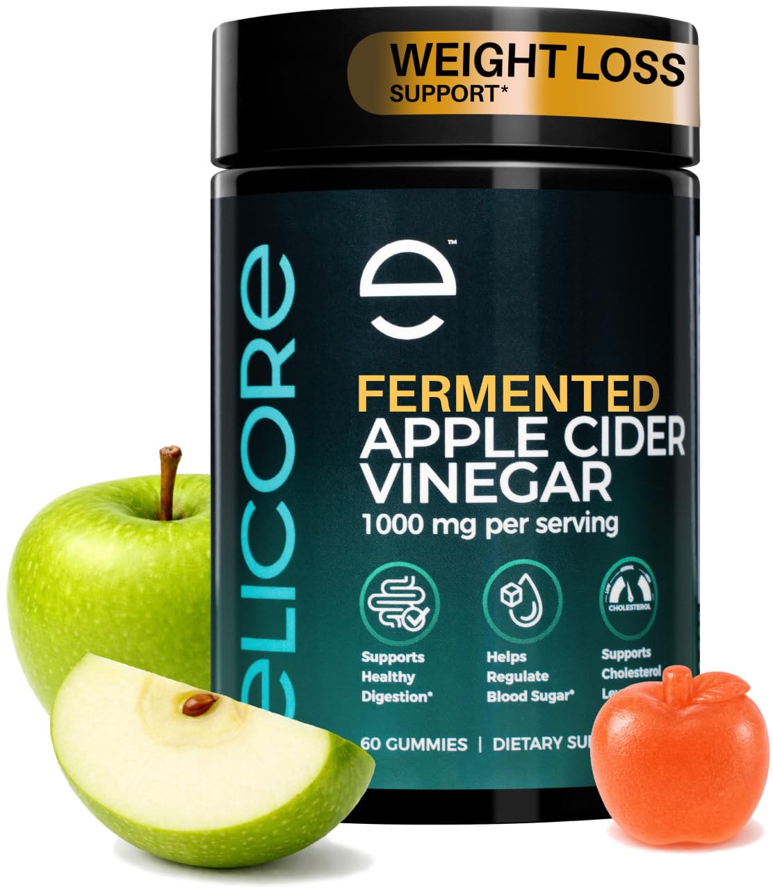 ELICORE Apple Cider Vinegar Gummies bottle for daily digestion support