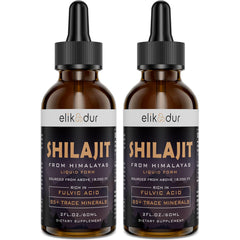 Elikadur Shilajit Drops bottle with dropper highlighting purity and easy daily use.