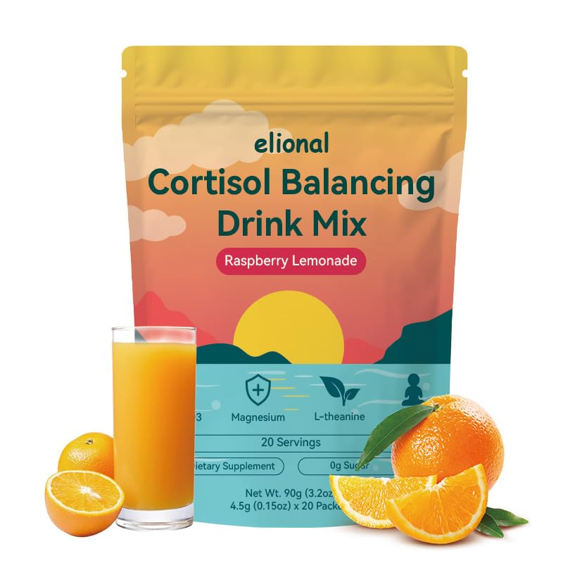 Elional Cortisol Drink Mix raspberry lemonade sachet close-up for a refreshing calm moment.