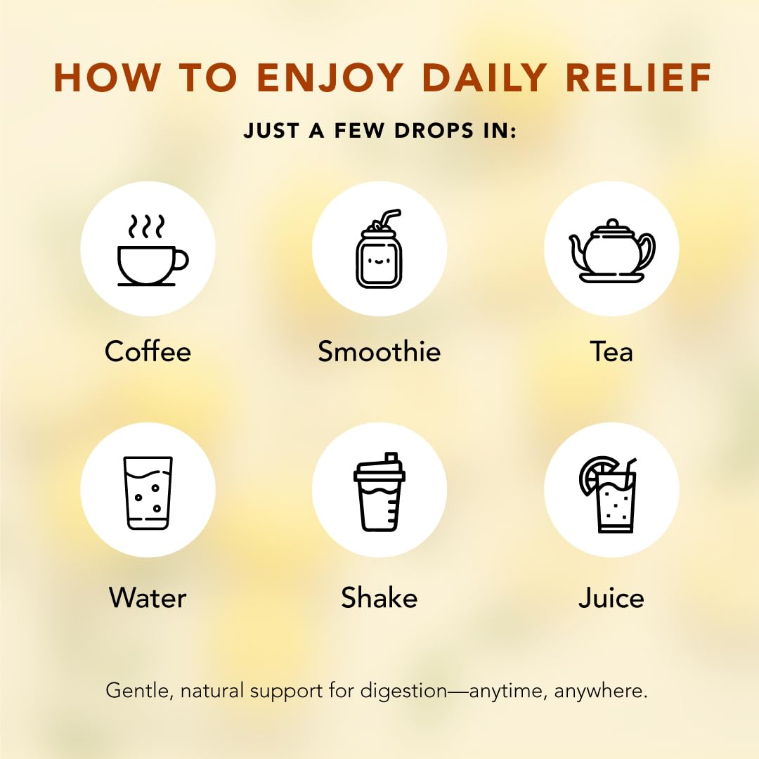 Eliré Lemon Balm Drops after-meal use in a glass, easy digestive ritual
