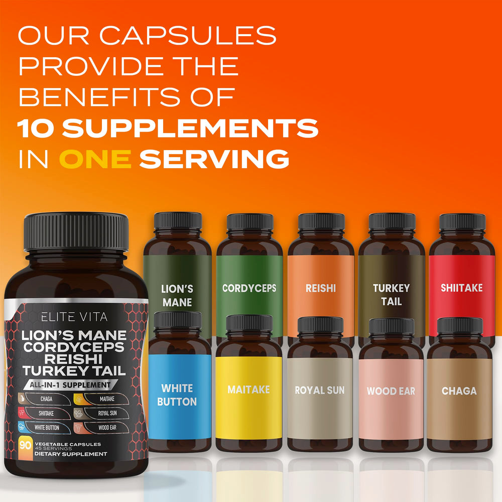 Elite Vita capsules close-up highlighting vegan brain-boost formula.