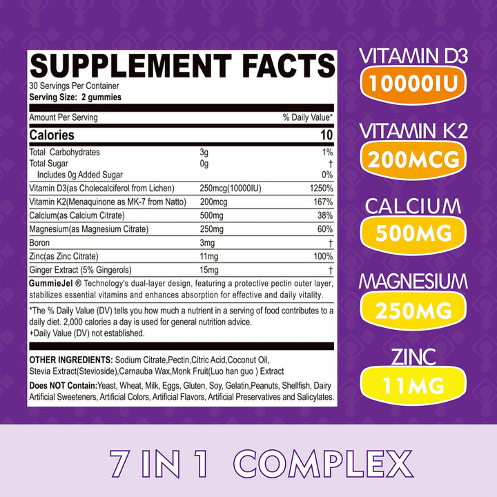 ELLAMENTZ Sunshine liquid-core gummies promote fast D3 and K2 absorption.