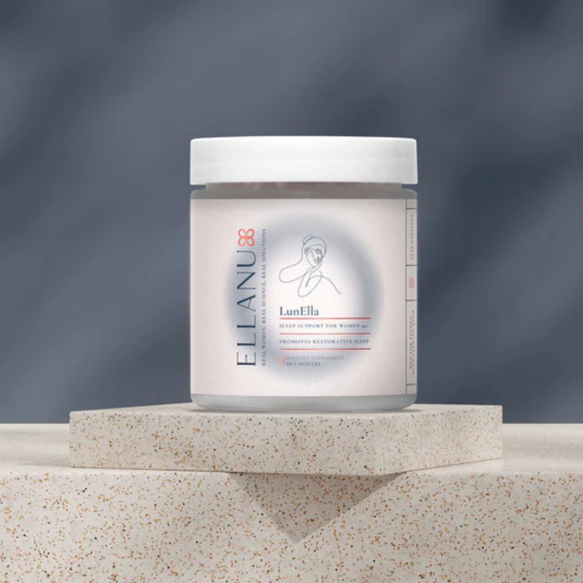 ELLANU LunElla capsules closeup suggests simple nightly dosing.
