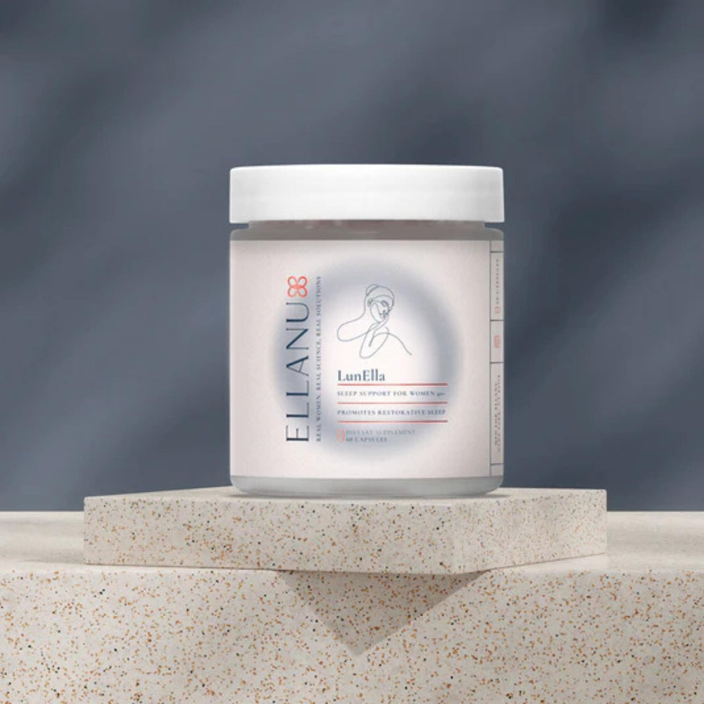 ELLANU LunElla capsules closeup suggests simple nightly dosing.
