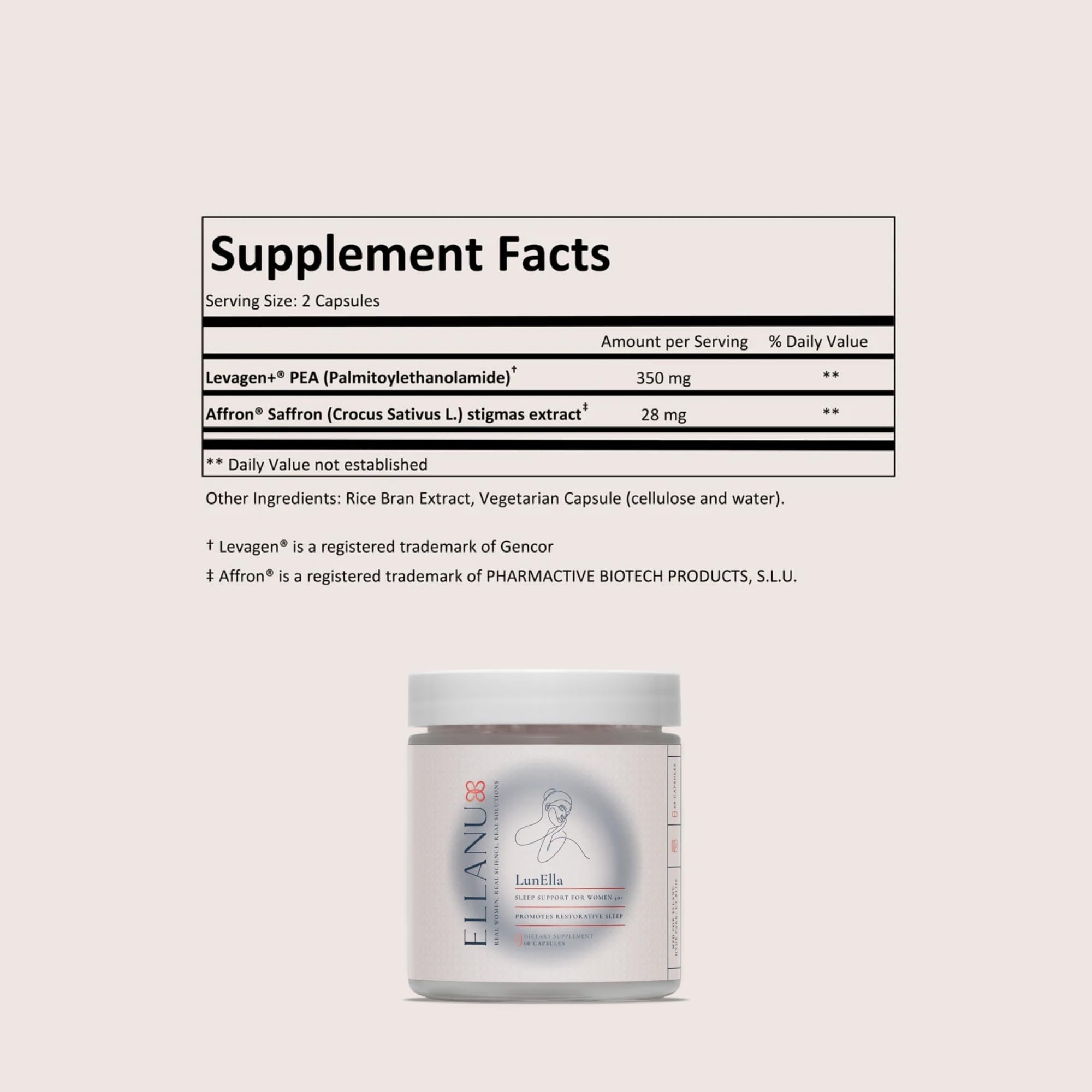 ELLANU LunElla dosage card hints at consistent nightly consumption routines.