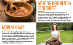 Ellie's Best balance mushroom powder scoop pouring into a mug for a simple wellness boost