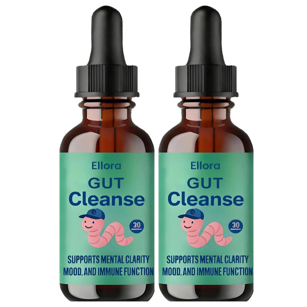 ELLORA Gut Cleanse bottle with herbal blend supporting digestive balance.