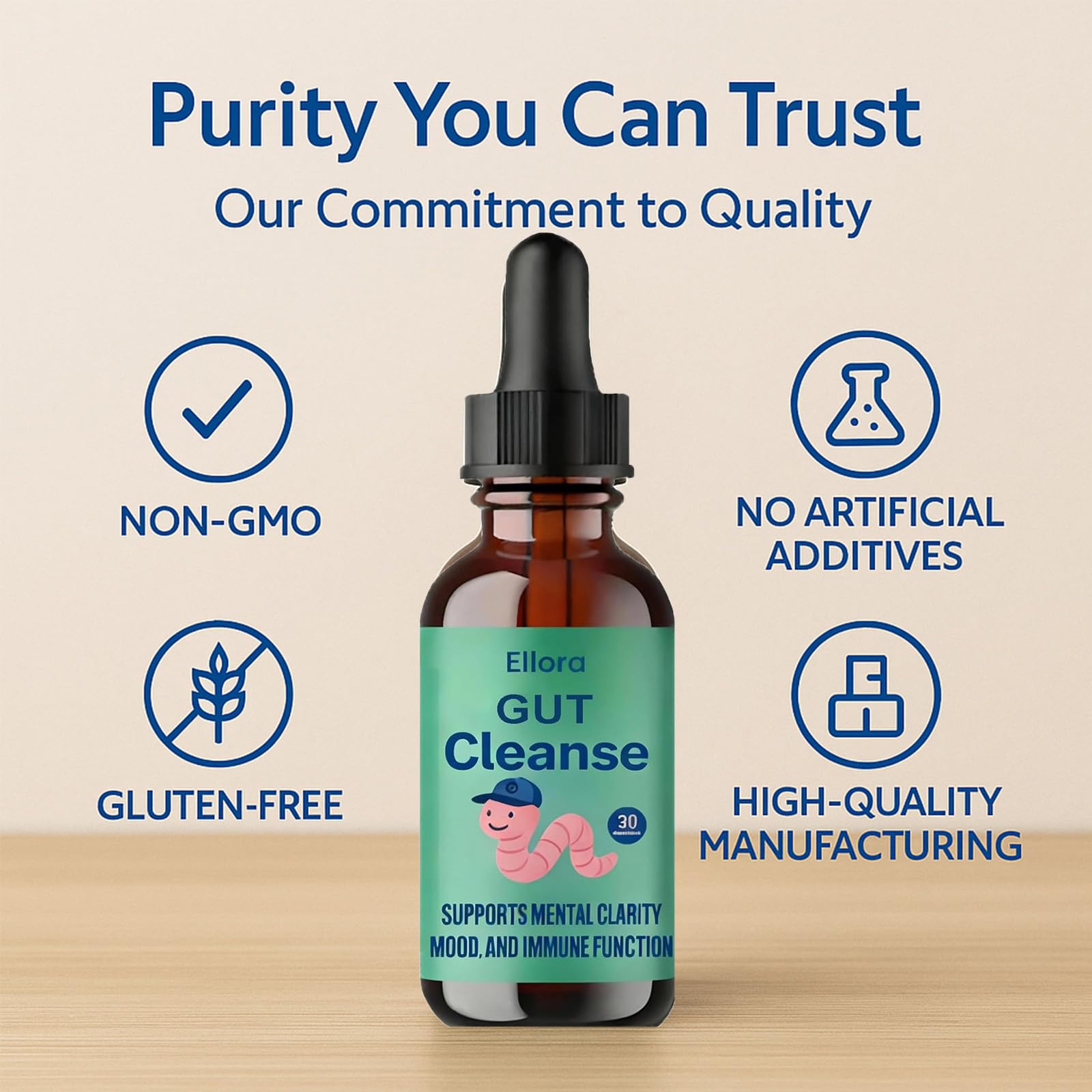 ELLORA Gut Cleanse lifestyle image promoting a simple daily routine.