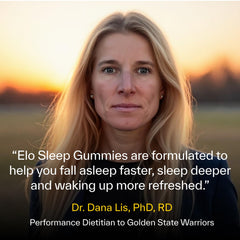 Front packaging of Elo Health Sleep Gummies highlighting clean design.