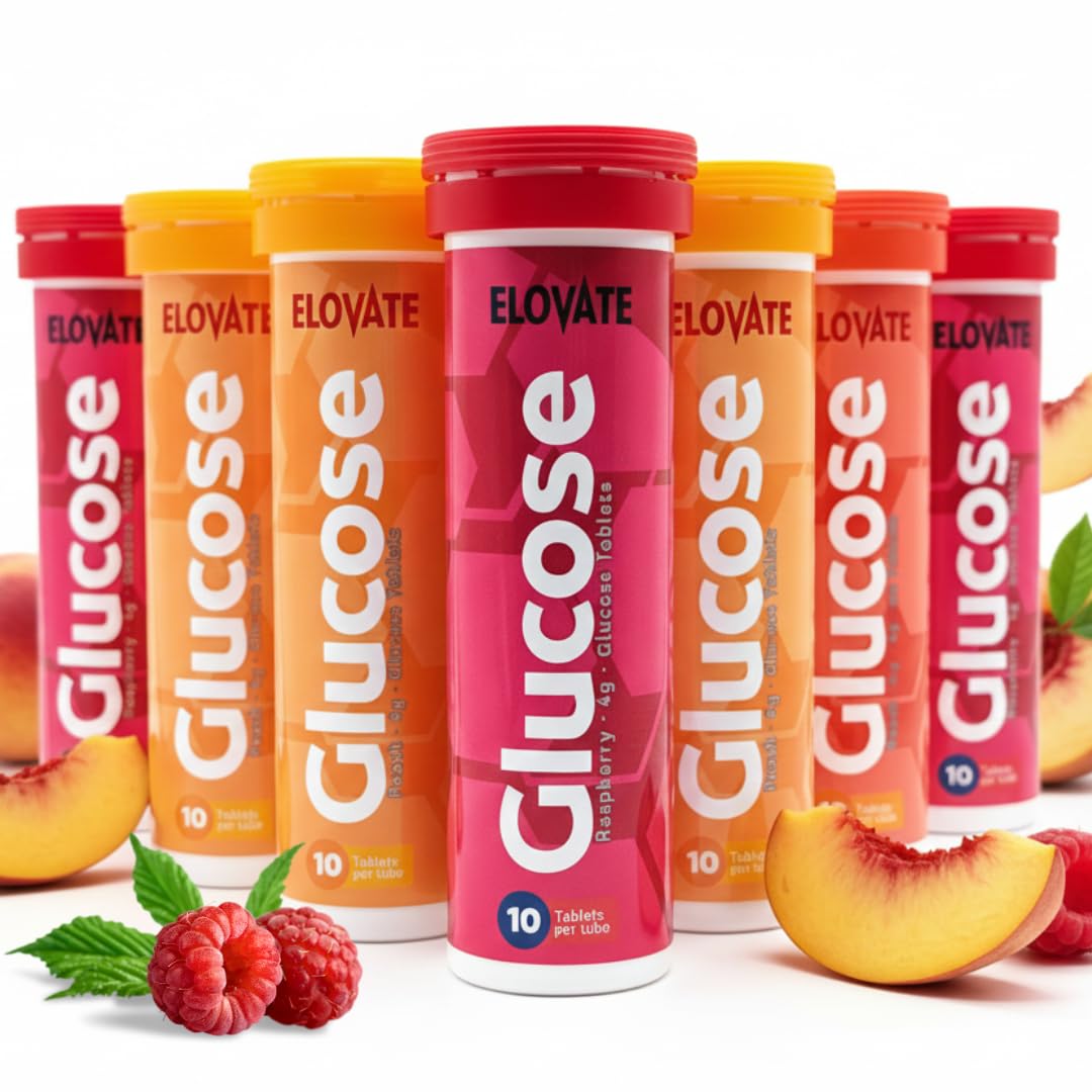 ELOVATE glucose tablets Peach flavor dissolve quickly for energy