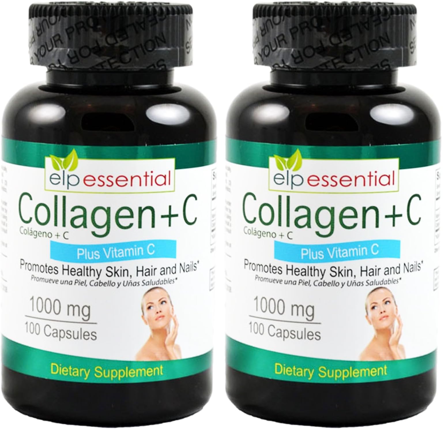 ELP ESSENTIAL collagen bottle front view for daily collagen support, premium formula.