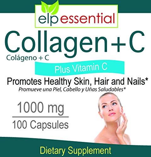 ELP ESSENTIAL collagen bottle label detail highlighting ingredients and benefits.