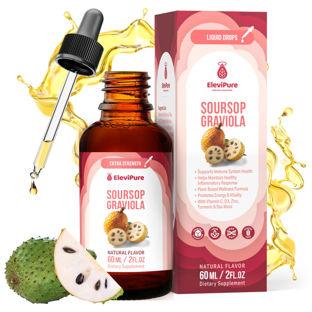 ElviPure Soursop bottle pour enables quick, precise daily dosing.