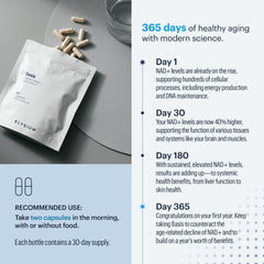 ELY-SIUM Basis bottle on desk with health chart documents daily plan