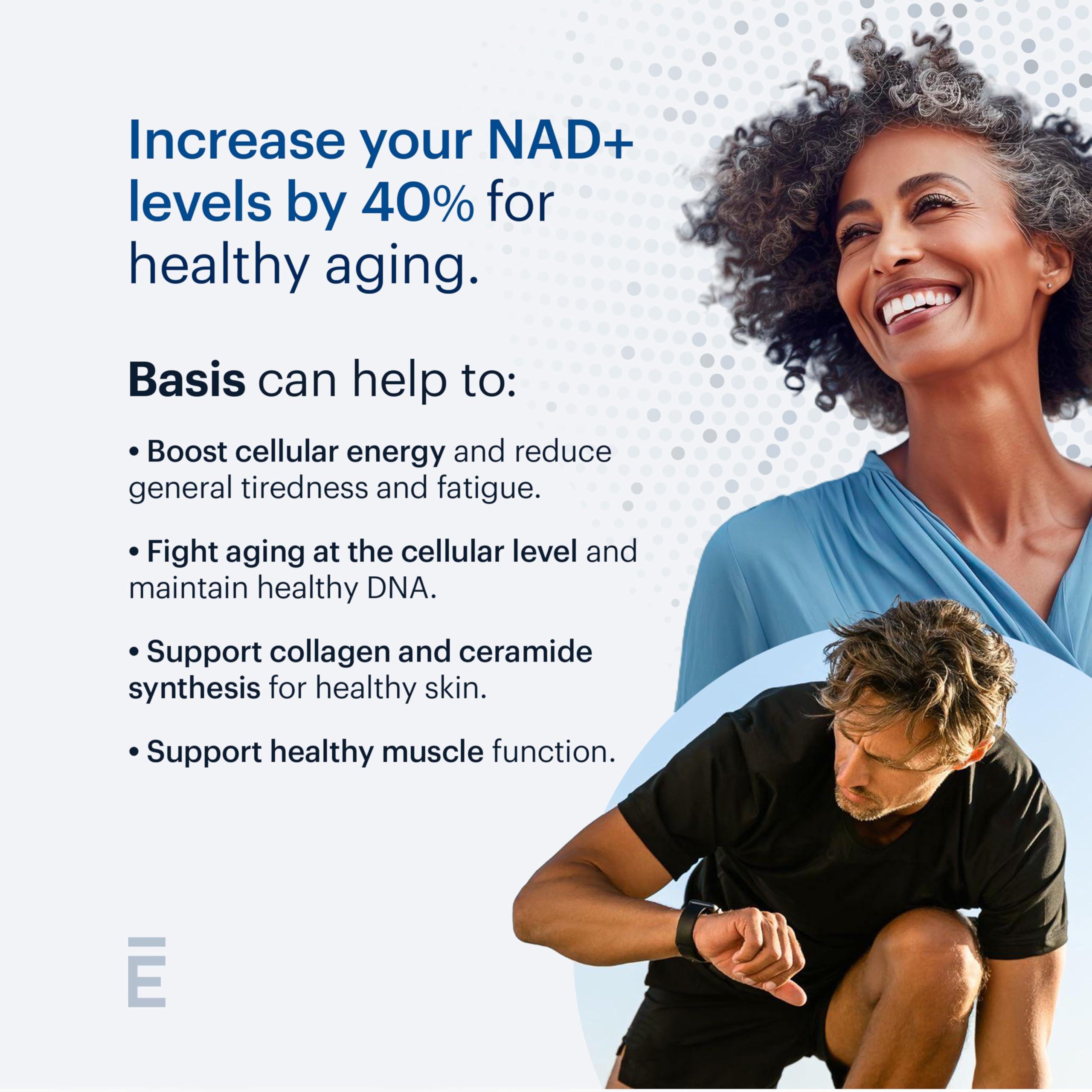 ELY-SIUM Basis capsules close-up ready for daily healthy aging routine