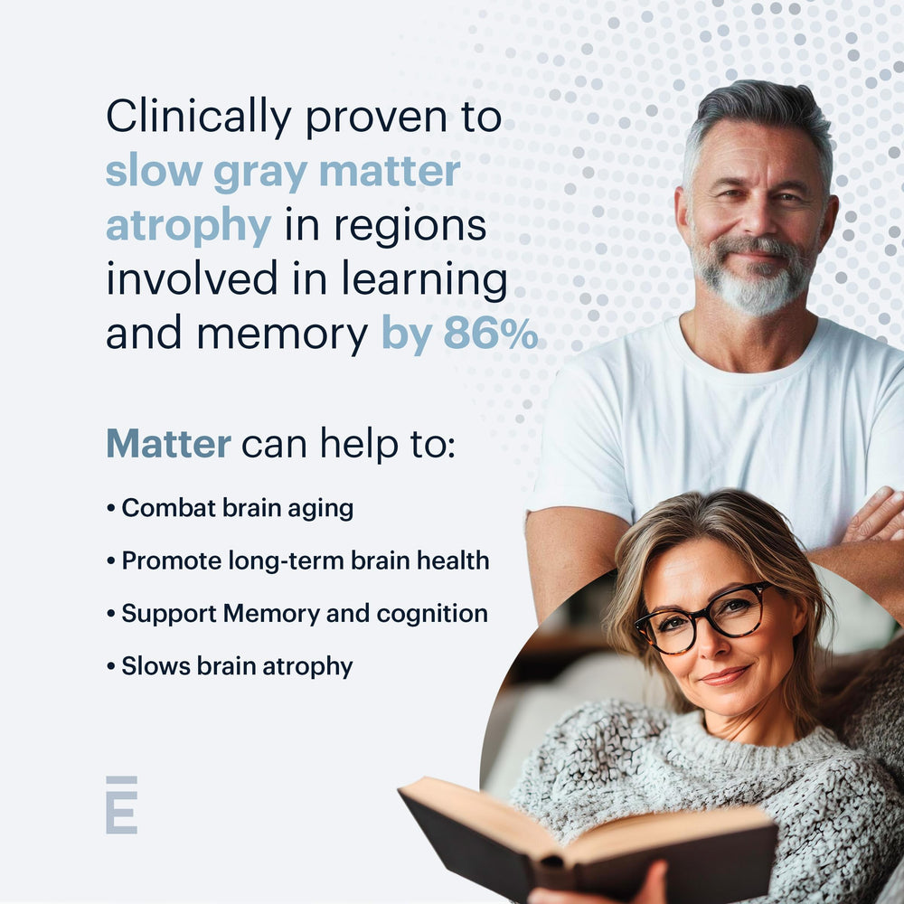 ELY-SIUM Matter capsules stacked, signaling easy daily intake for cognitive wellness