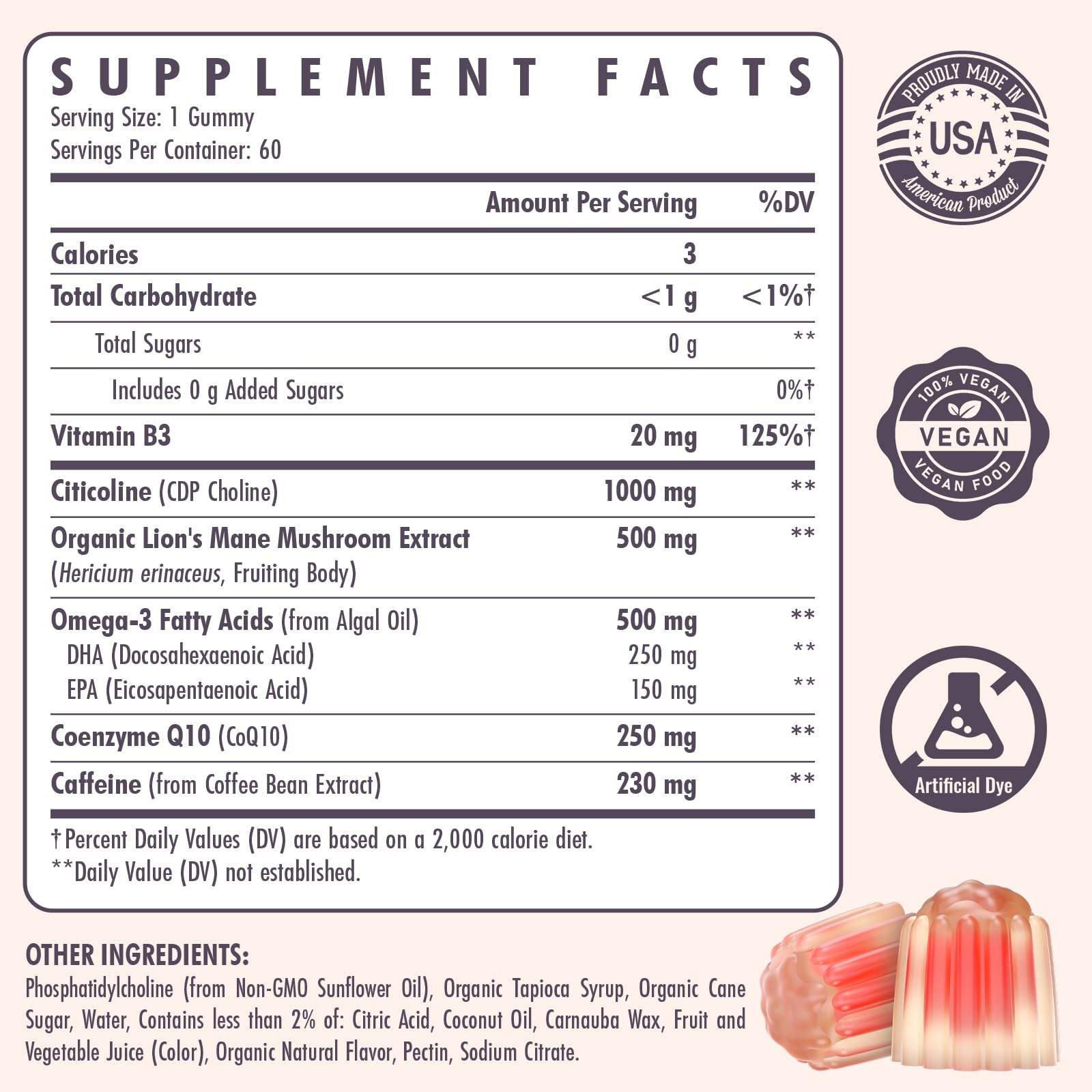 Close-up of gummies indicating strawberry flavor and texture.