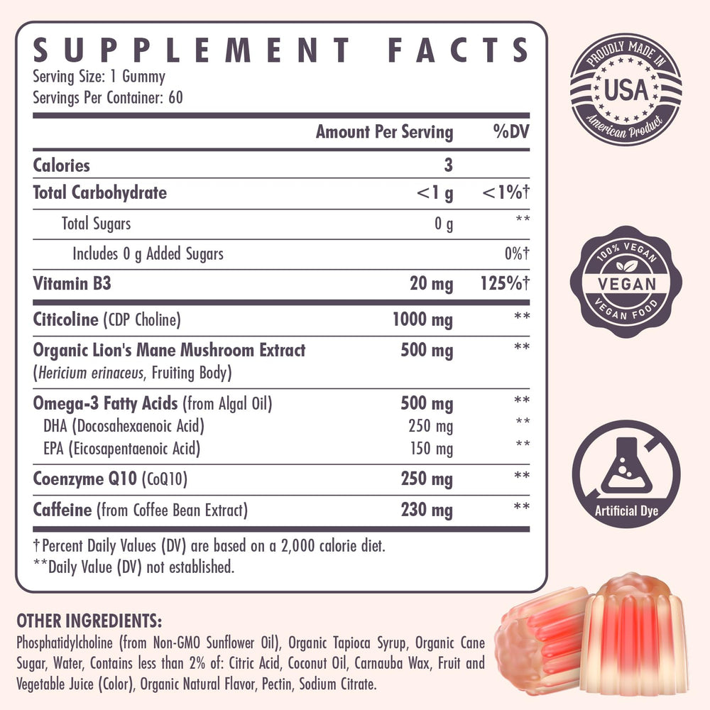 Close-up of gummies indicating strawberry flavor and texture.