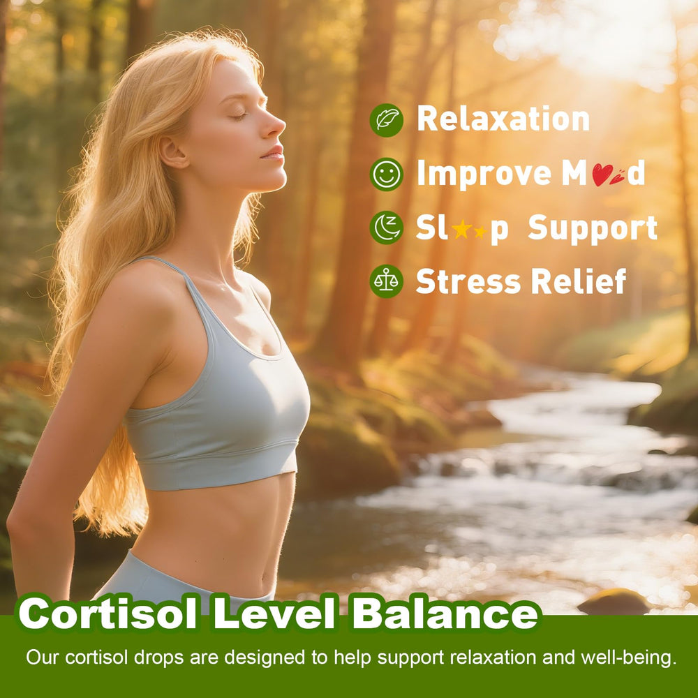 Elysx Cortisol Drops label highlights key ingredients and benefits.
