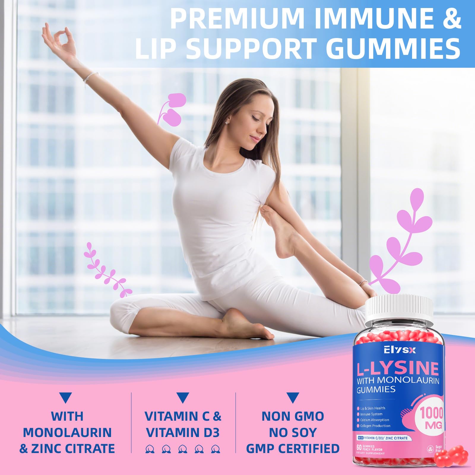 Elysx L-Lysine Gummies vegan pectin-based formula suitable for plant-based diets.