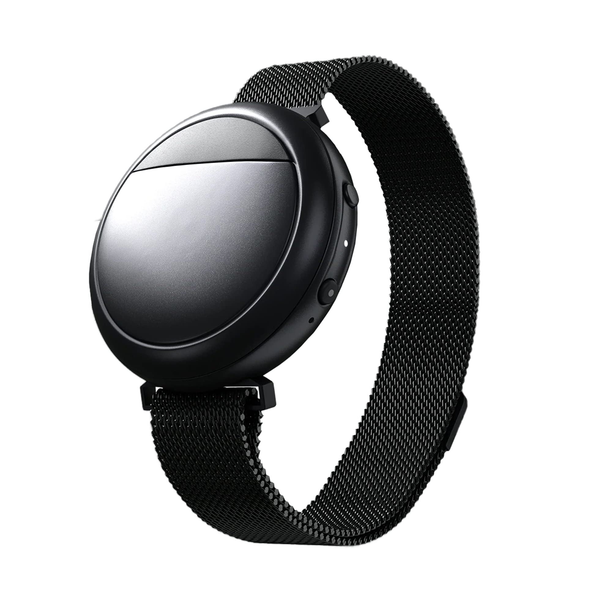 Embr Wave cooling-warming bracelet on wrist providing discreet thermal relief.