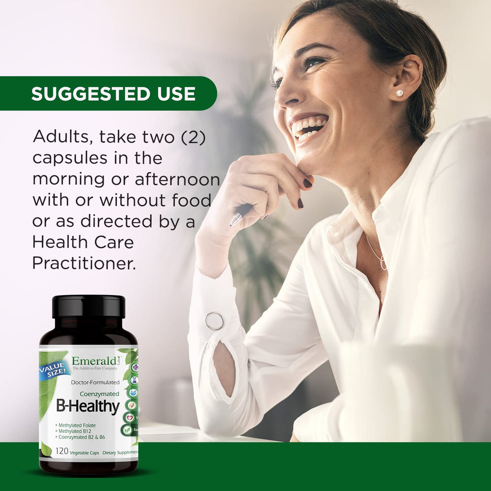 Emerald Labs B-Healthy bottle with glass of water during daily immune routine.