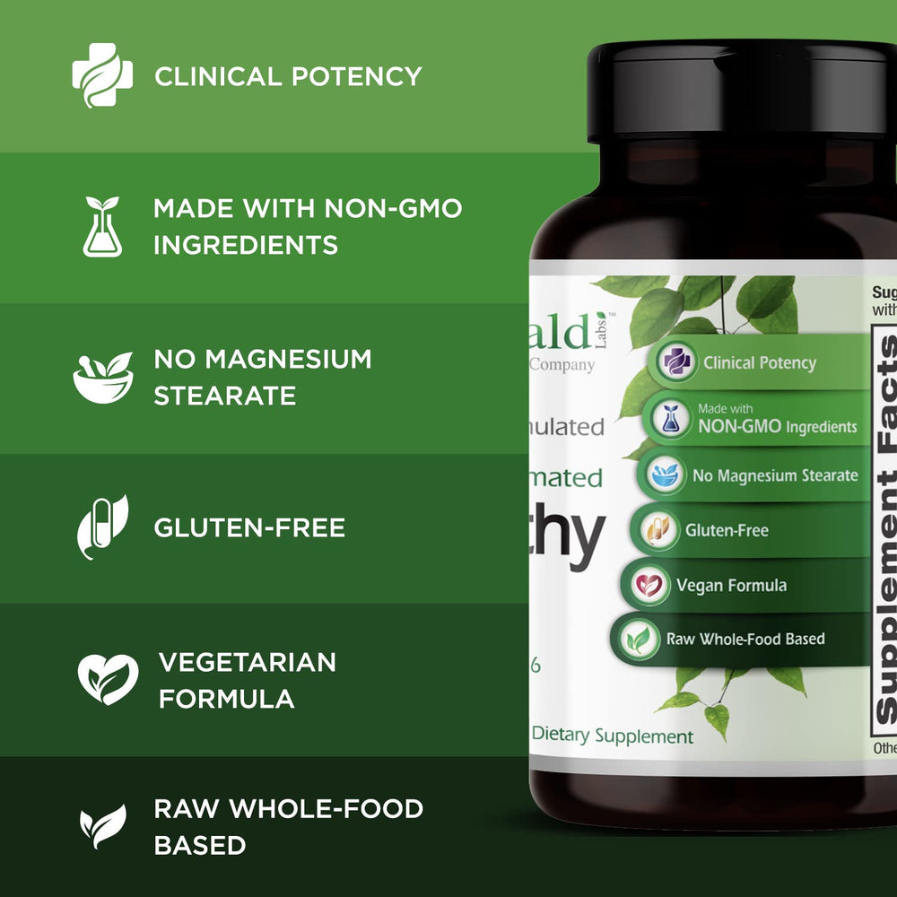 Emerald Labs B-Healthy capsules on a morning desk illustrating energy support.