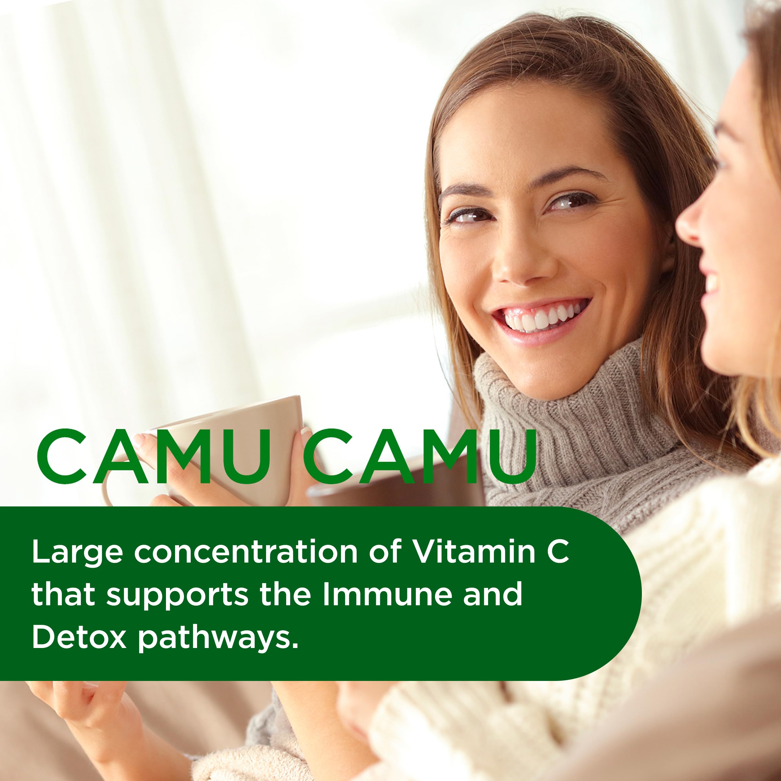 Emerald Labs Camu Camu capsules arranged to highlight vegan gluten-free formula.