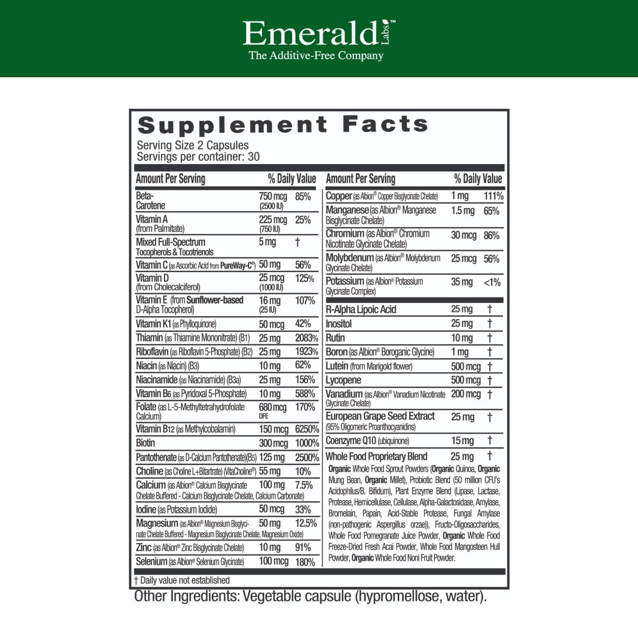 Emerald Labs Complete Premium Multi capsules close-up for daily nutrition