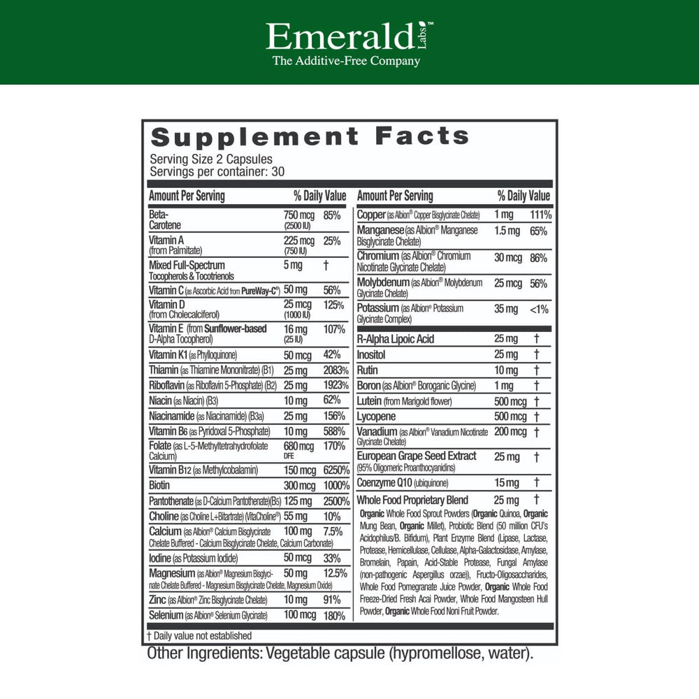 Emerald Labs Complete Premium Multi capsules close-up for daily nutrition