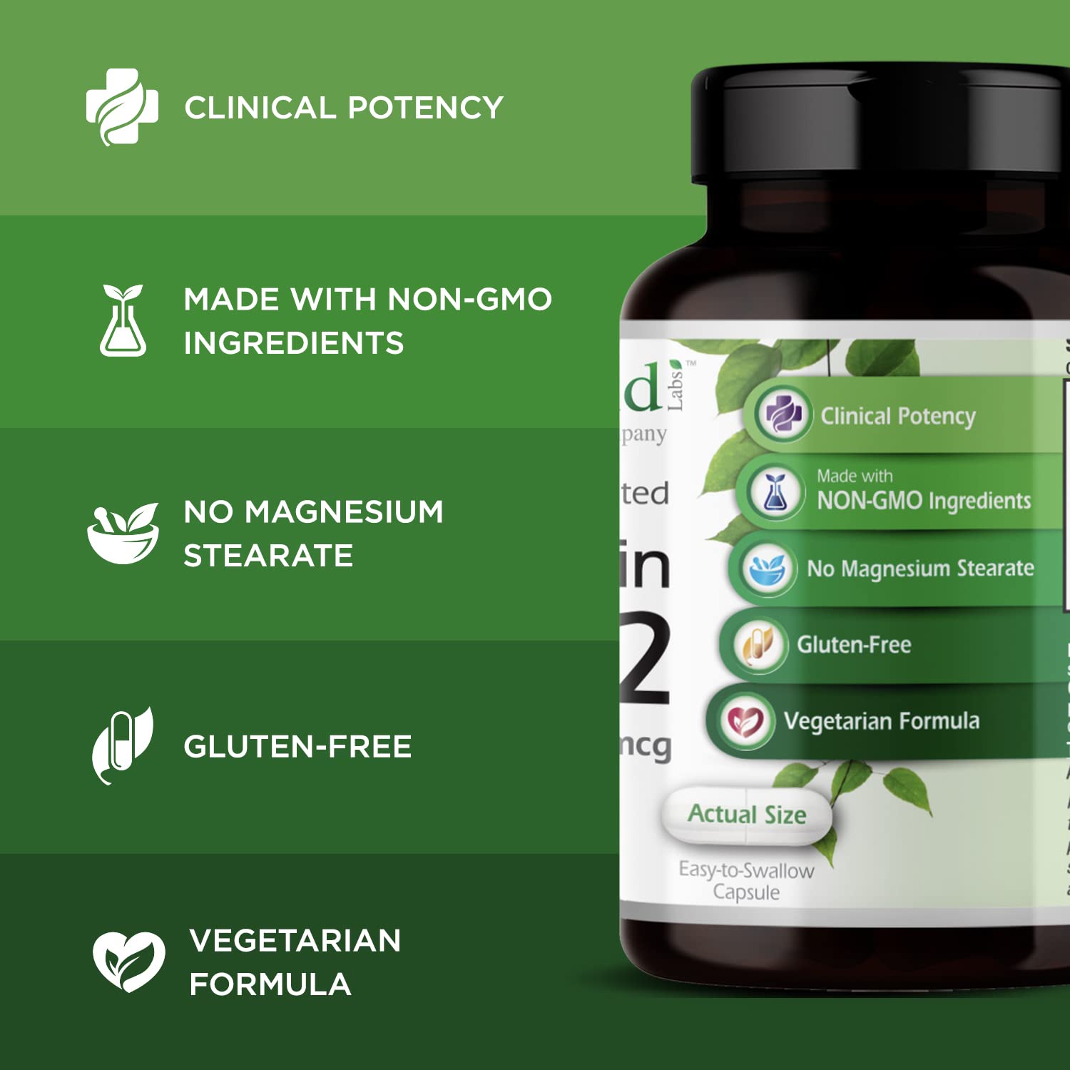 Emerald Labs D3+K2 blend emphasizing calcium absorption and dental health.