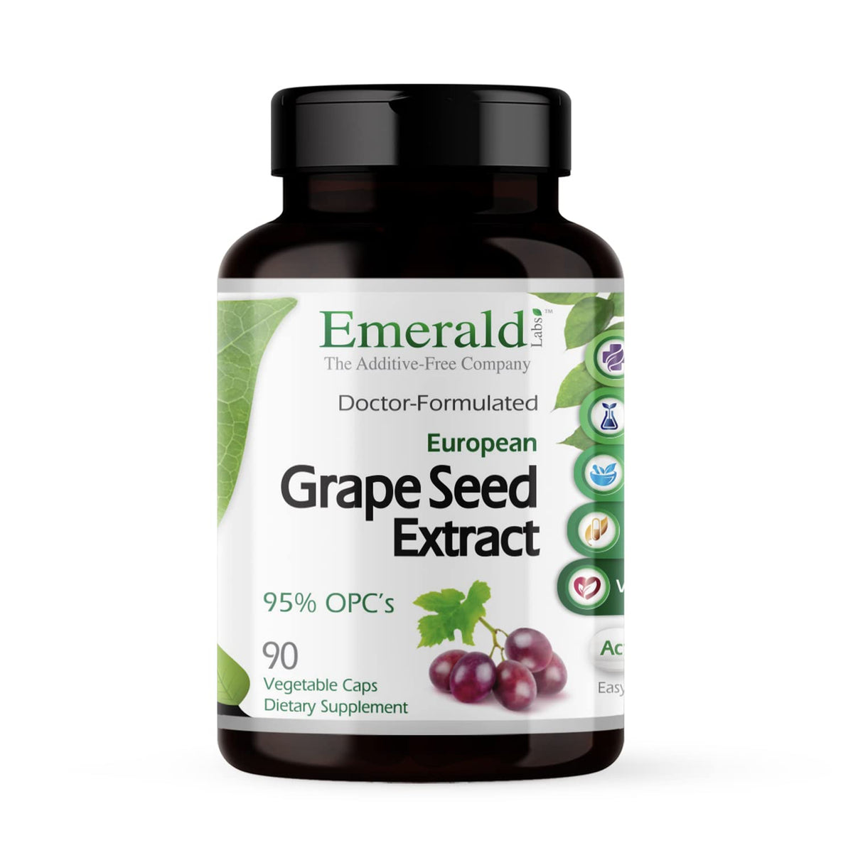 Emerald Labs European Grape Seed Extract bottle highlighting antioxidant support for daily wellness