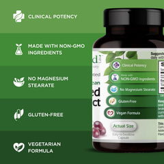 Emerald Labs grape seed capsules closeup highlighting natural flavonoids for vascular support