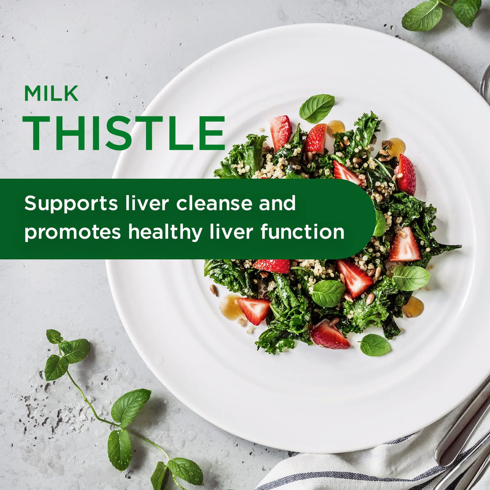 Emerald Labs European Milk Thistle capsules inside suggest convenient daily use