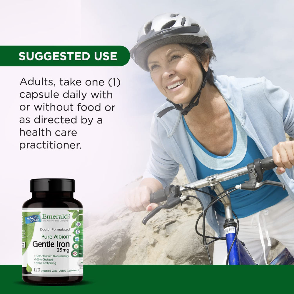 Emerald Labs Gentle Iron vegan capsules emphasizing plant-based iron
