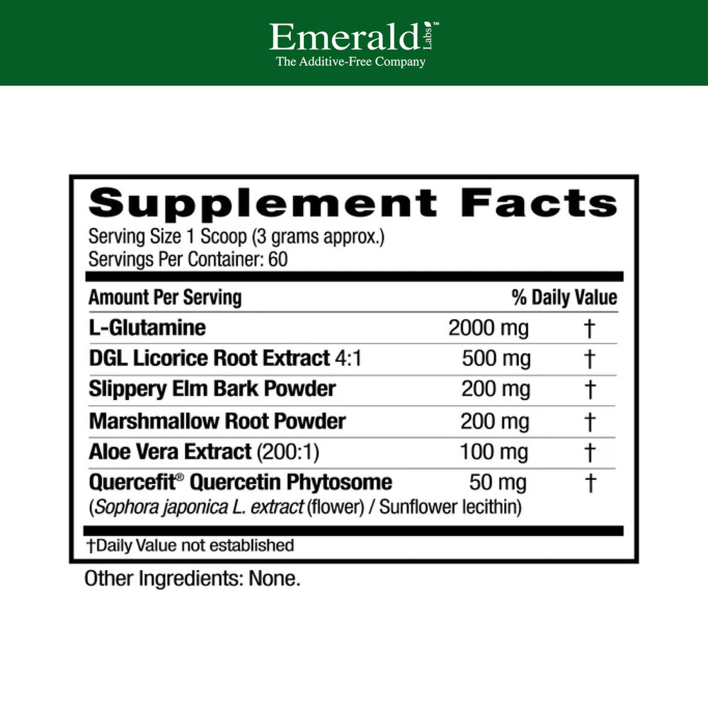 Emerald Labs Leaky Gut Health aloe vera capsules shown for gentle daily digestion