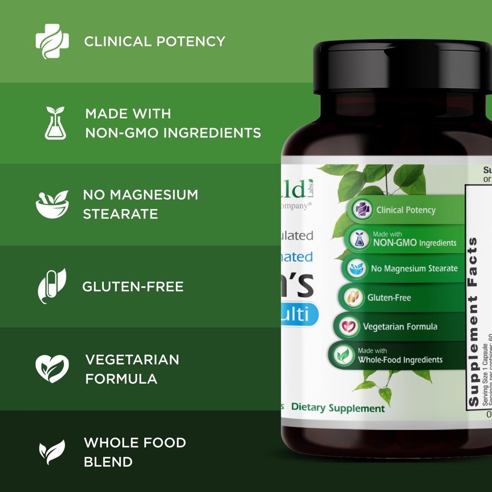 Emerald Labs Men's 1 Daily Multi bottle pouring for easy daily intake.