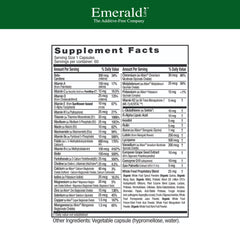 Close-up of Emerald Labs Men's 45+ 1-Daily Multi capsules illustrating vitamin-rich daily support.
