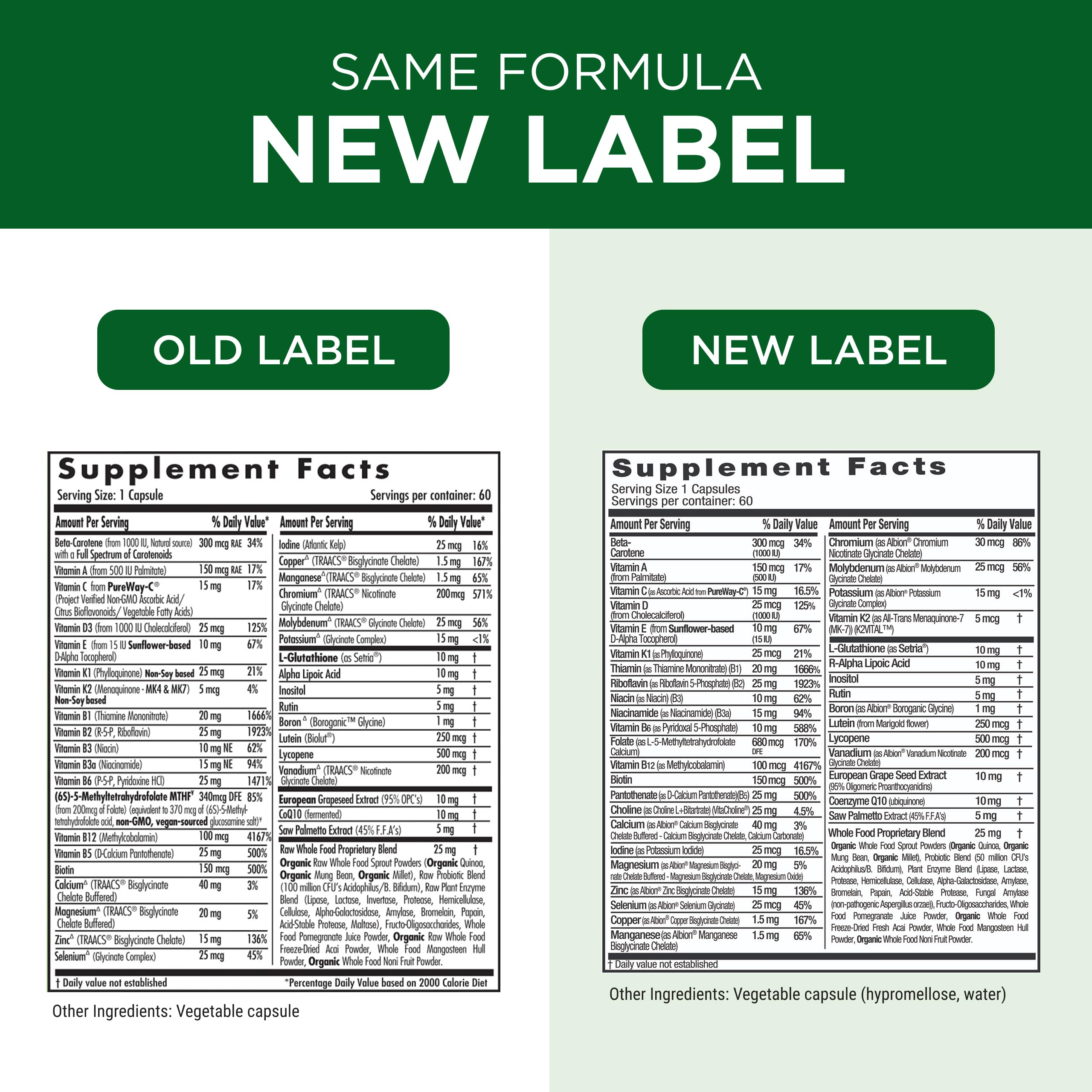 Gluten-free badge on Emerald Labs Men's 45+ 1-Daily Multi indicating dietary compatibility.