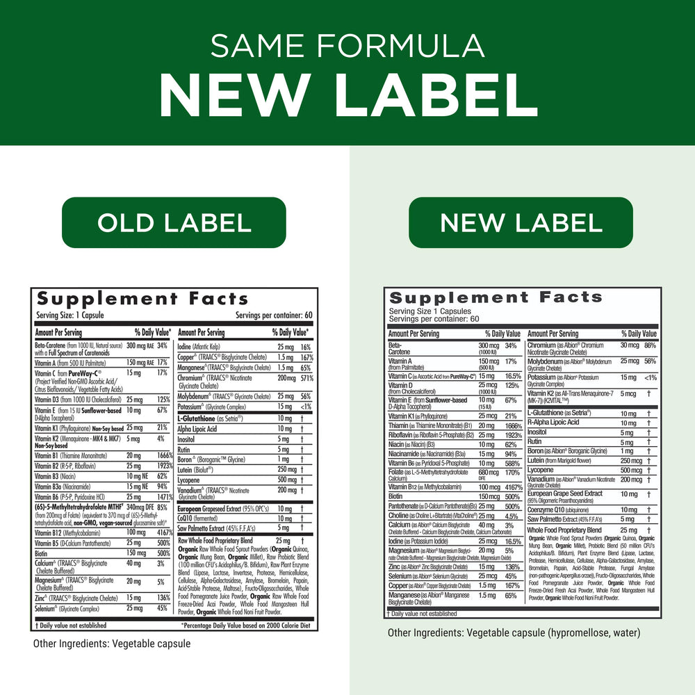 Gluten-free badge on Emerald Labs Men's 45+ 1-Daily Multi indicating dietary compatibility.