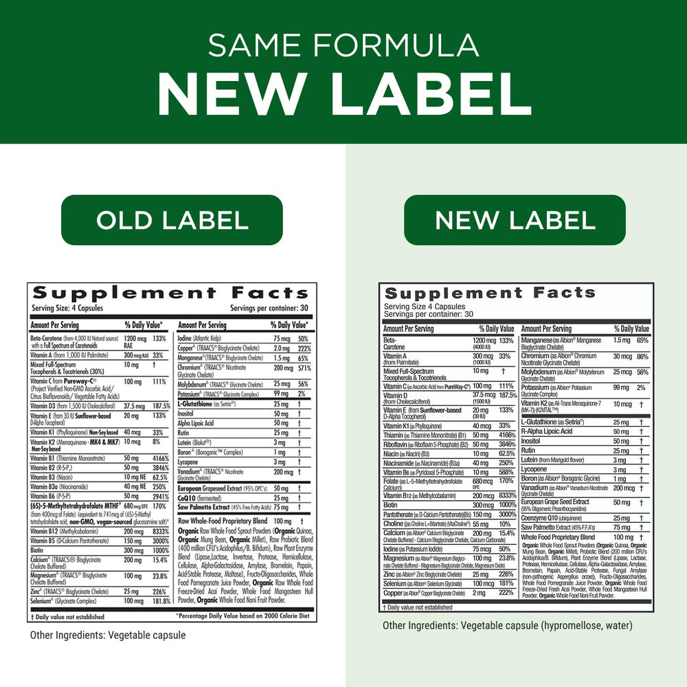 Emerald Labs Men's 45+ logo emphasizes gluten-free and vegetarian formulation trust.