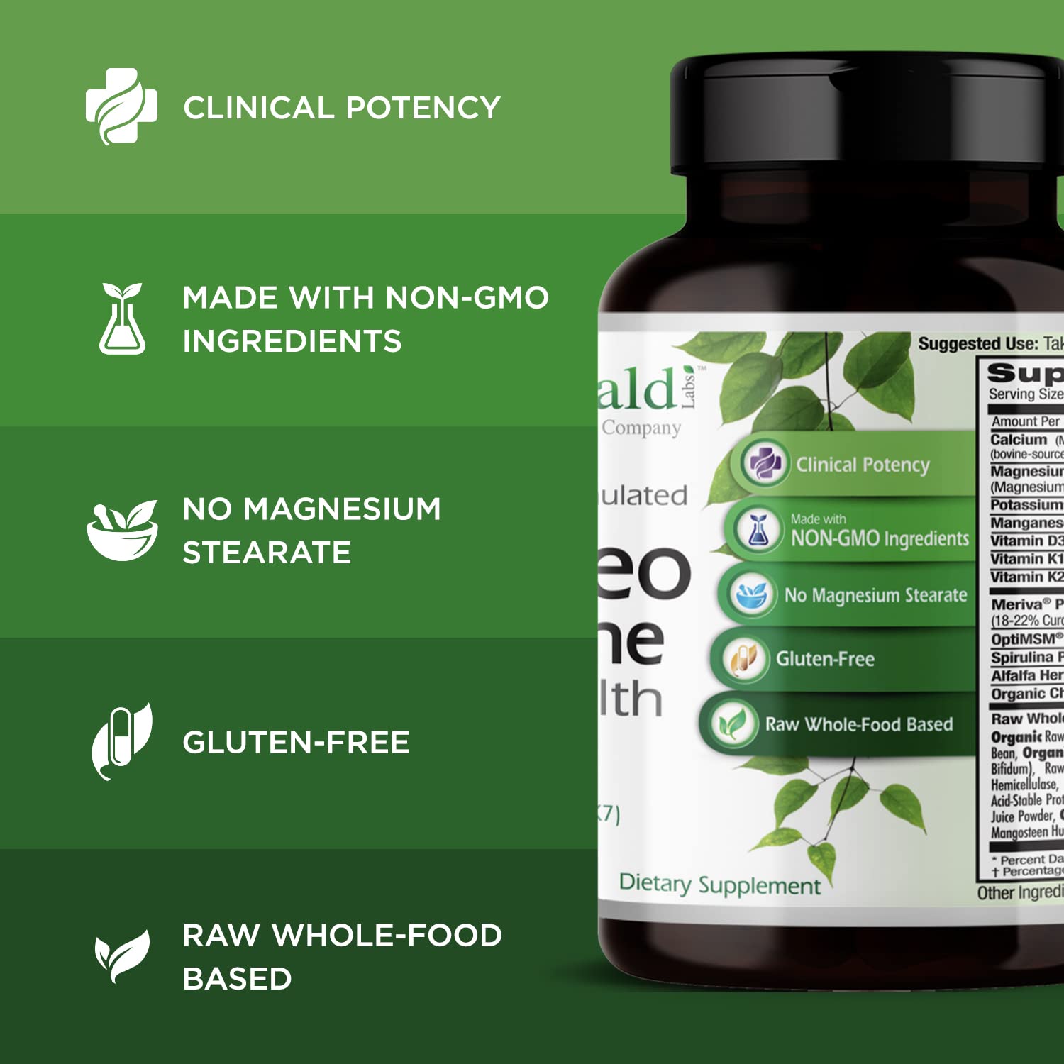 Emerald Labs Meriva Phytosome complex on label enhances absorption for bone health