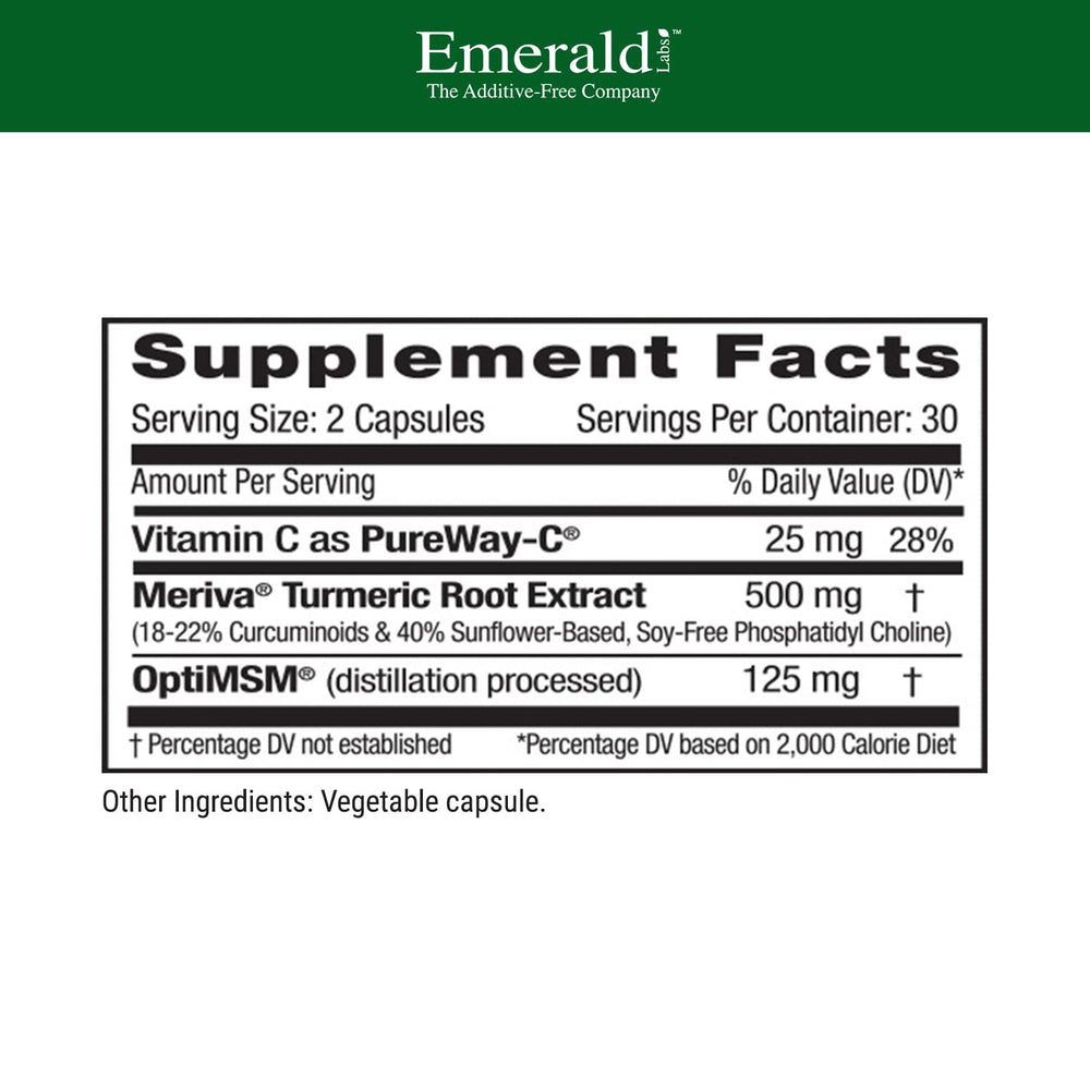 Meriva Turmeric Plus label close-up highlighting high bioavailability and immune support features
